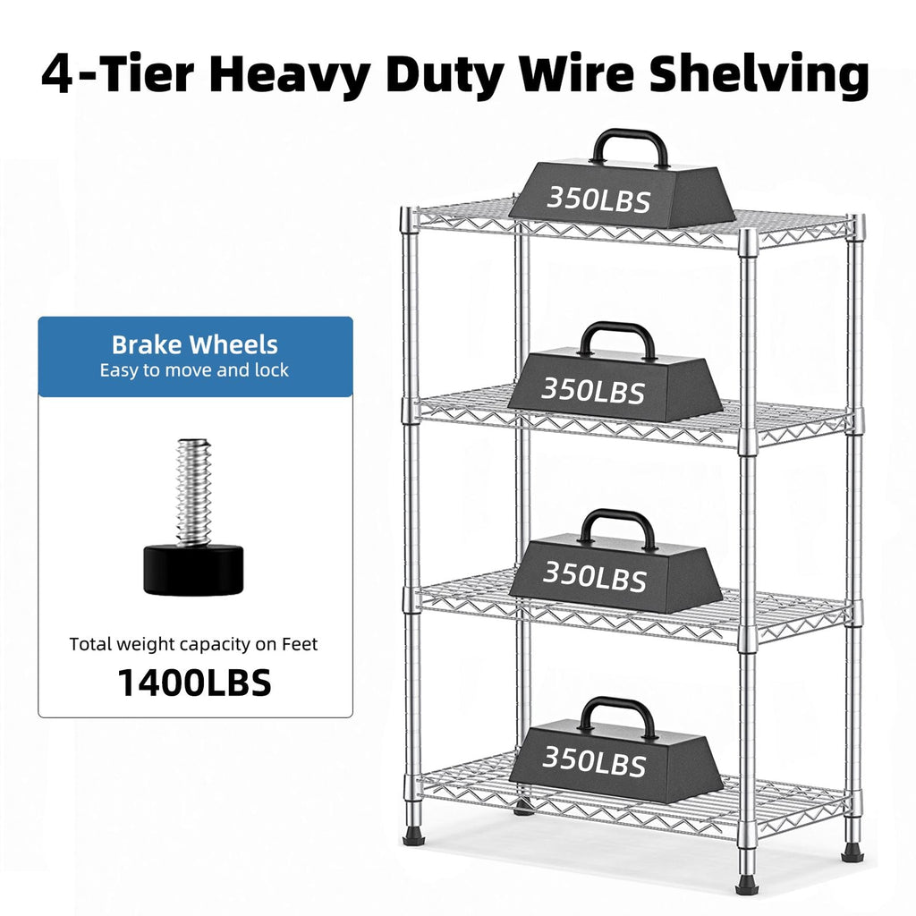1000 lbs Storage Shelving Steel Heavy Duty 4-Tier Steel Organizer