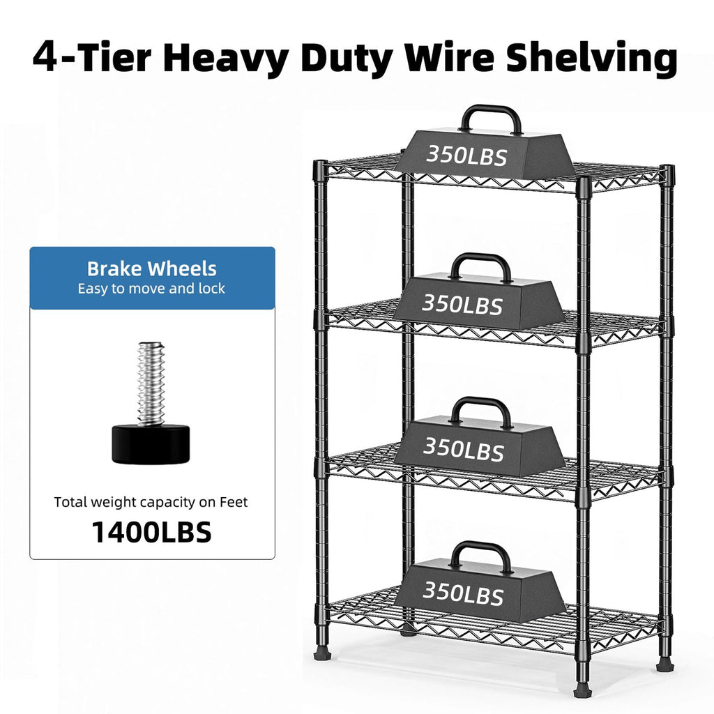 1000 lbs Storage Shelving Steel Heavy Duty 4-Tier Steel Organizer